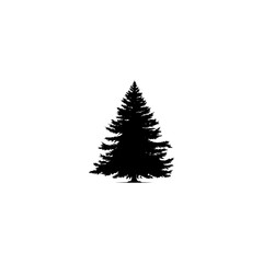 Dark silhouette of Christmas tree isolated on transparent background 