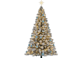 Isolated Christmas tree decorated with ornaments and lights, holiday season celebration