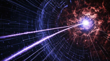 Fototapeta premium Cosmic Vortex with Interstellar Beams and Nebula Formation