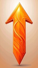 Orange 3D Arrow with Intricate Design
