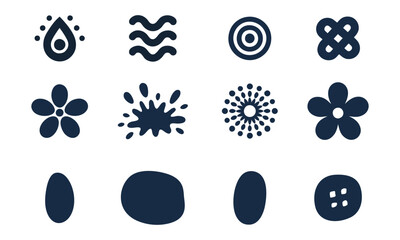 Minimalist Nature-Inspired Icons Featuring Plants, Animals, and Patterns