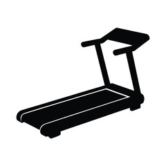 Treadmill gym equipment silhouette on white background  