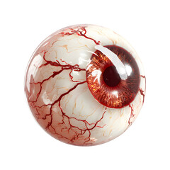Human eyeball, detailed anatomy, isolated on transparent background