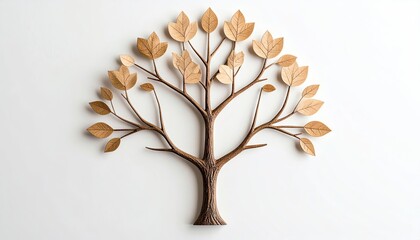 Paper Craft Tree on White Background