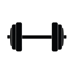Dumbbell gym equipment silhouette on white background  