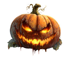 Spooky Jack-o'-Lantern, isolated on transparent background