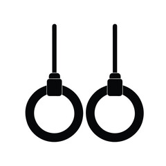 Gym rings pair workout equipment silhouette  