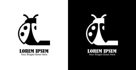 L letter logo design combined with ladybugs