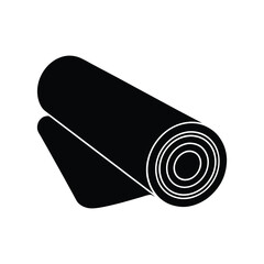 Rolled up yoga mat fitness equipment silhouette  
