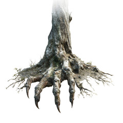 Twisted Tree Roots, isolated on transparent background