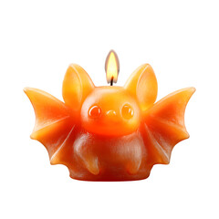 Orange Bat Halloween Candle, isolated on transparent background