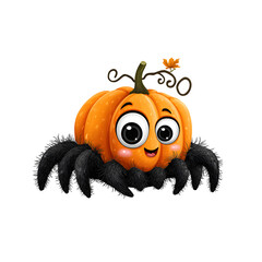 Pumpkin Spider Halloween Character, isolated on transparent background
