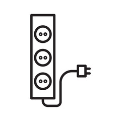 Electric power source socket icon set. Electricity wire cord sign. Electrical symbol element. Vector stock illustration.
