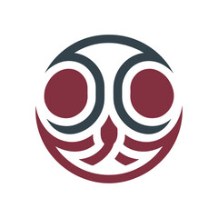 Abstract circular design with maroon and dark grey curved shapes circle graphic