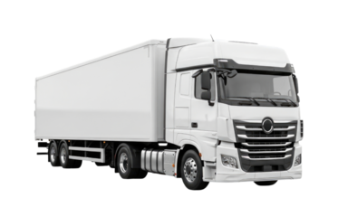 White semi trailer truck isolated on transparent background