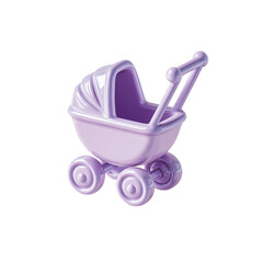 Adorable purple baby carriage isolated on transparent background, perfect for nursery decor, baby shower invitations, or childrens illustrations
