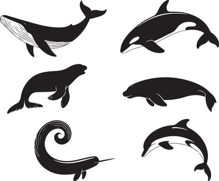 Sea creatures silhouettes design for branding needs