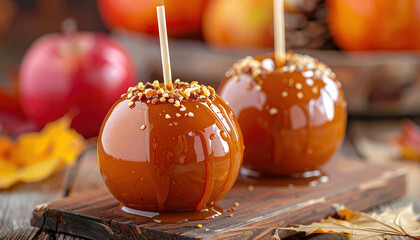 Stock images often depict Easter eggs and candles beside a delicious holiday dessert of baked apples with caramel decoration