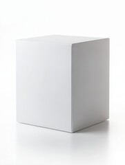 Simple White Box Container on Isolated White Background