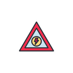 A red triangular electric hazard warning sign symbolizing danger and safety alert for high-voltage electrical zones.