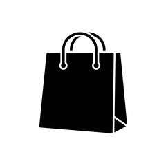 Shopping bag icon in black for commerce and retail content