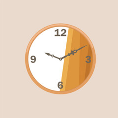 wooden wall clock vector illustration element design template