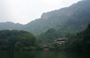 mountain landscape with lake