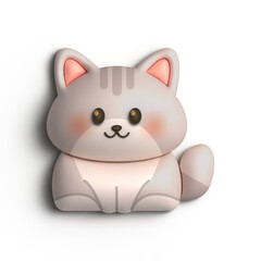 3D Cute Cat With Grey Color Motif Illustration Design 