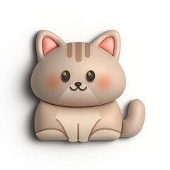 3D Cute Cat With Brown Color Motif Illustration Design 