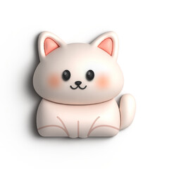 Fototapeta premium 3D Cute Cat With Full White Color Illustration Design 