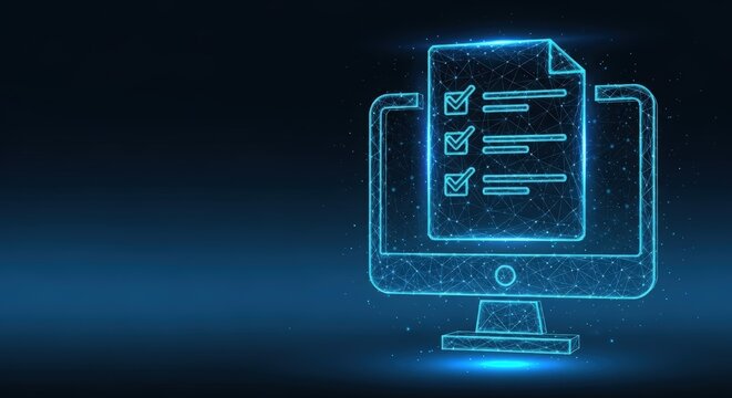 Digital compliance checklist glowing on a computer screen