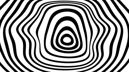 Obraz premium Distorted black concentric circles forming background, abstract pattern, minimal design