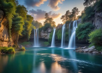 Obraz premium Serene Ciseli Waterfall at dawn