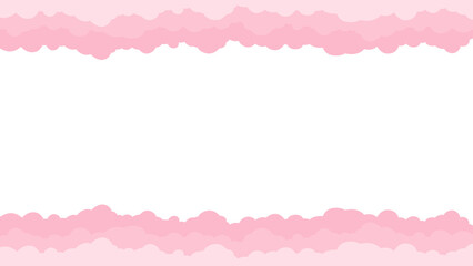 Flat style frame from pink cloud-like patches, decorative border, minimal design