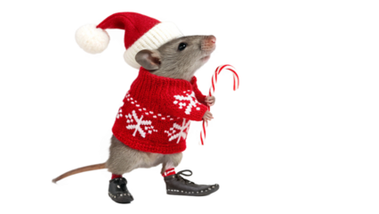 Mouse wears a cute outfit, isolated on a transparent background PNG