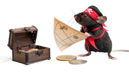 Mouse wears a cute outfit, isolated on a transparent background PNG