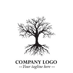 Fototapeta premium Root of the Tree Logo Symbol in Black and White Minimalist Vector Illustration Design