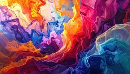 Fototapeta premium Vibrant Rainbow Floral Textile Abstract