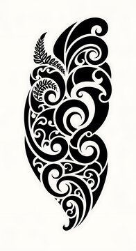 Maori Koru tribal tattoo design with fern leaves vector illustration.