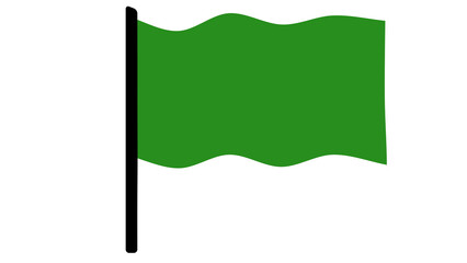 Green flag icon set, crossed and single waving flag illustration, goal achievement, success, nature, eco symbol, mark sign © Satou Akira