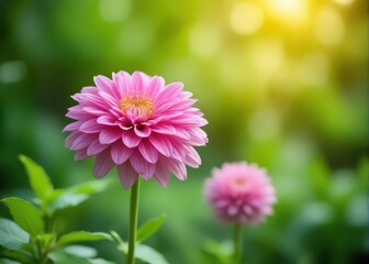 Obraz premium delicate pink flower in a lush green garden