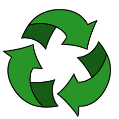 Hand-drawn green recycling icon, eco-friendly doodle style