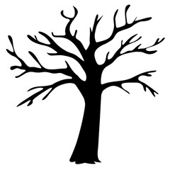 Hand-drawn leafless tree in black, nature illustration, sketch design