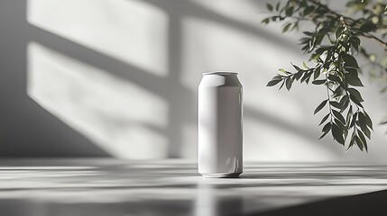 Minimalist white can with natural light and shadow play
