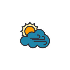 A partly cloudy sky with the sun peeking out, symbolizing mixed weather, sunshine, and light clouds after rain.