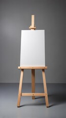 Wooden Easel Board Mockup on Gray Background for Branding Display