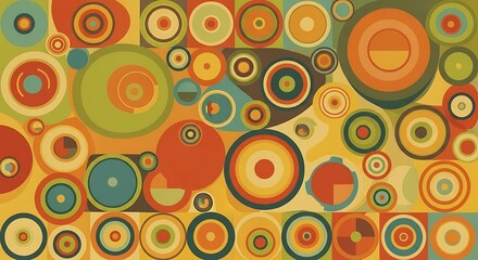 Retro Circles - A Vibrant and Colorful Abstract Pattern.