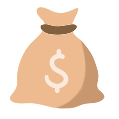 Light brown money bag, financial icon, simple design