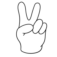 Line art forming a V-shaped peace hand gesture