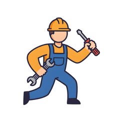 Technician Icon A Vector Illustration Depicting a Repairman with Tools and Gear